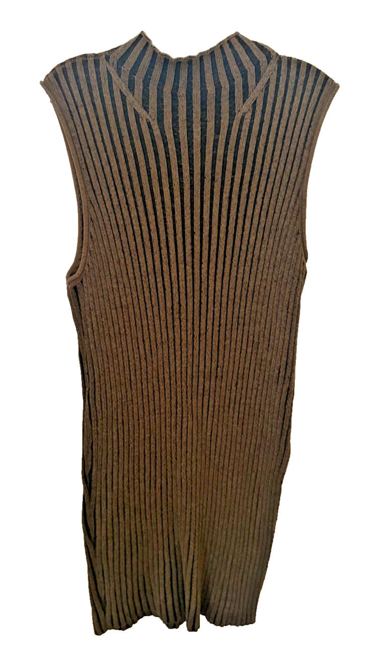 Rock & Republic Sweater Dress Womens X-Large Brown Cotton Knit Ribbed Side Slit